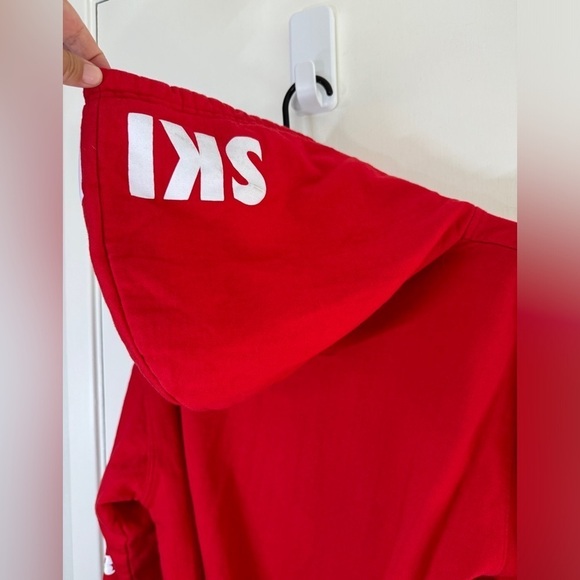 Ski Patrol Aspen Colorado Red White Hoodie Pullover Sweatshirt Spell Out Medium - Picture 13 of 16